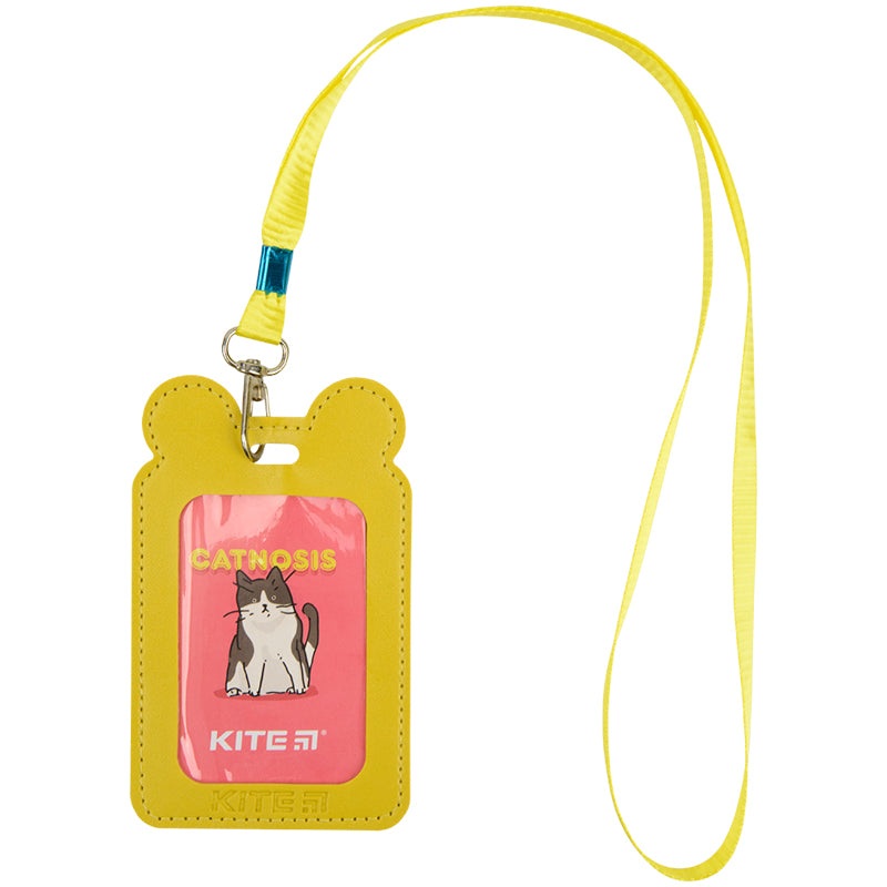 Name badge with lanyard Kite K22-296-08, vertical, yellow