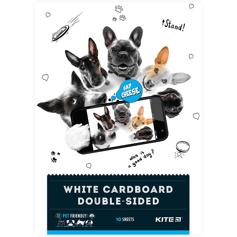 One-sided white cardboard Kite Dogs K22-254, 4, 10 sheets