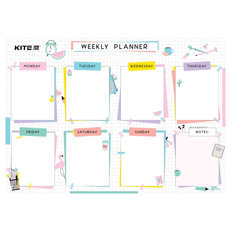 Wall-mounted weekly planner Kite Lady K22-471-4, 4