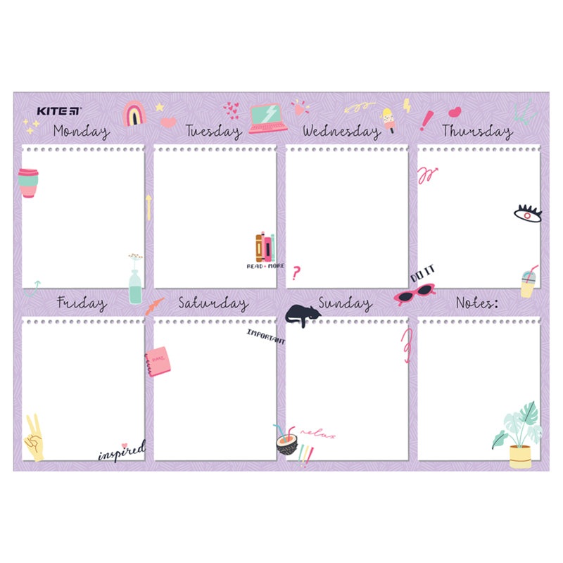 Wall-mounted weekly planner Kite Purple mood K22-473-2, 3