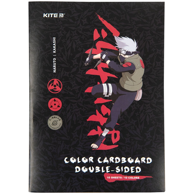 Color cardboard double-sided Kite Naruto NR23-255, 4, 10 sheets/10 colors