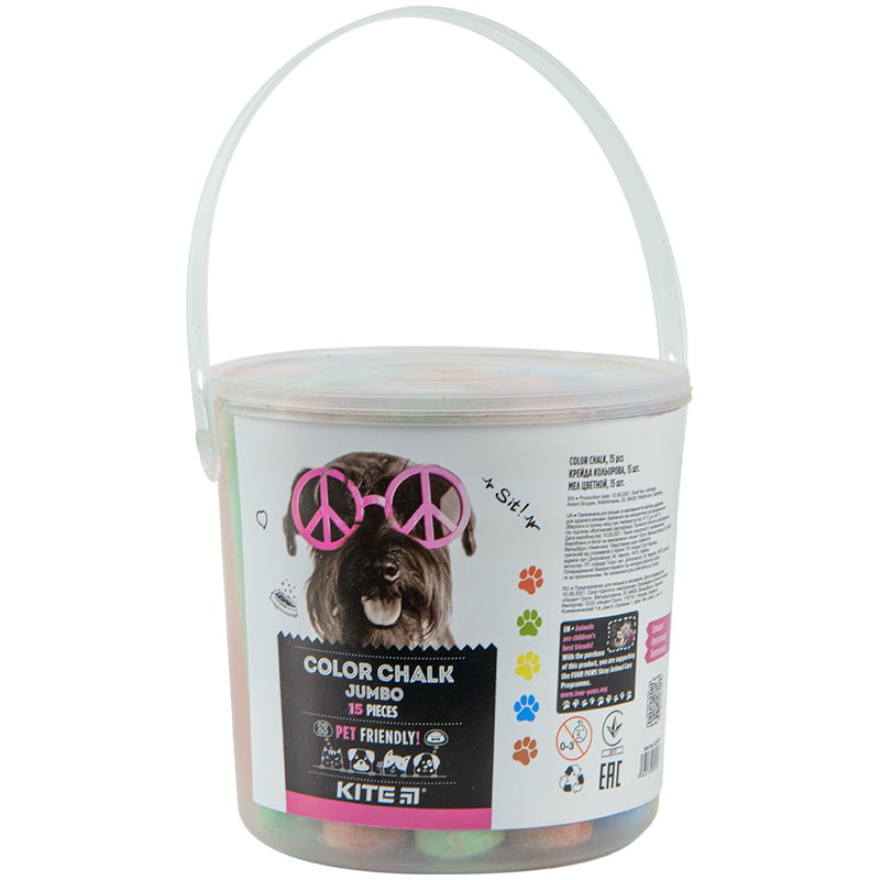 Color chalk Kite Dogs Jumbo K22-074, 15 pcs in a bucket