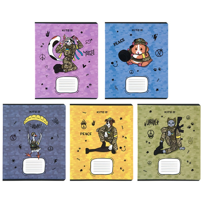 Copybook Kite Brave animals K23-234-1, 12 sheets, lined