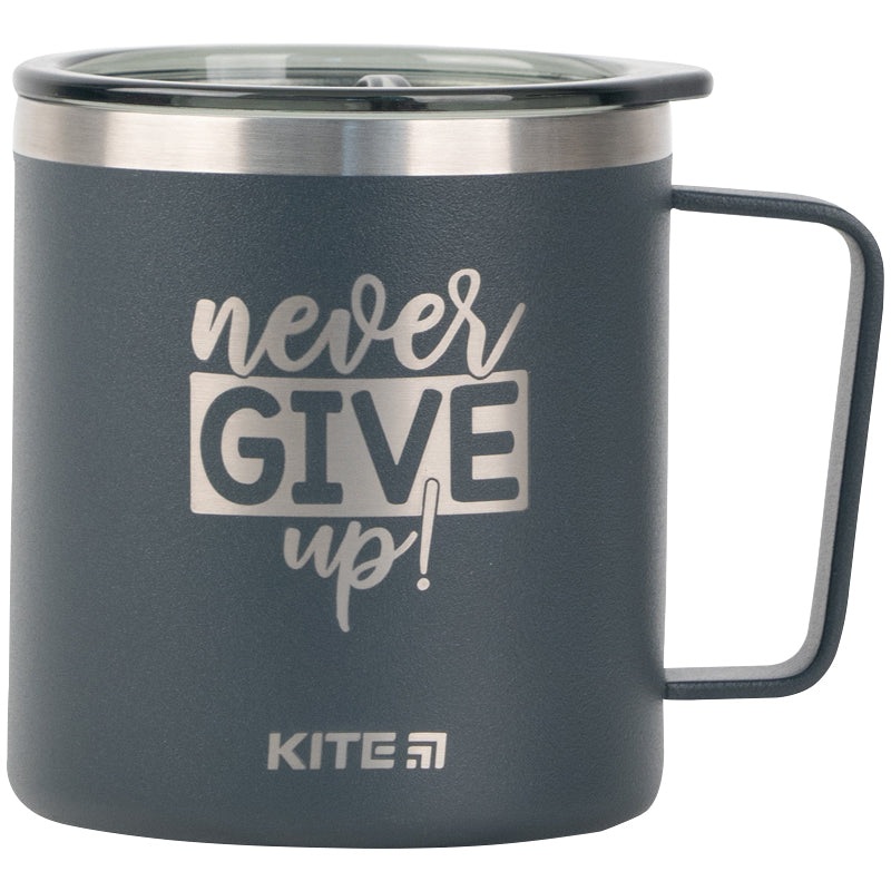 Thermomug Kite Never give up K22-379-01-1, 400 ml, grey