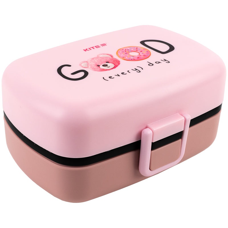 Lunchbox with fork and spoon Kite K23-180-1, 1150 ml, pink