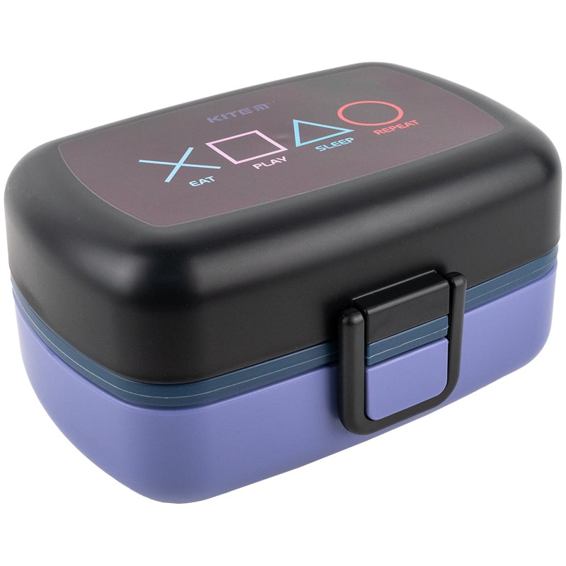 Lunchbox with fork and spoon Kite K23-180-3, 1150 ml, black