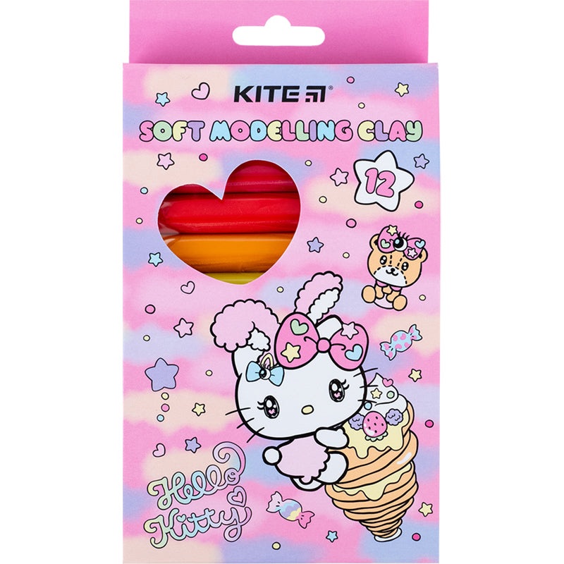 Wax-based modeling clay Kite Hello Kitty HK23-086, 12 colors, 200 g