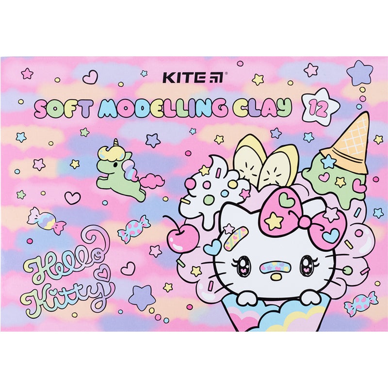 Wax-based modeling clay Kite Hello Kitty HK23-1086, 12 colors, 240 g