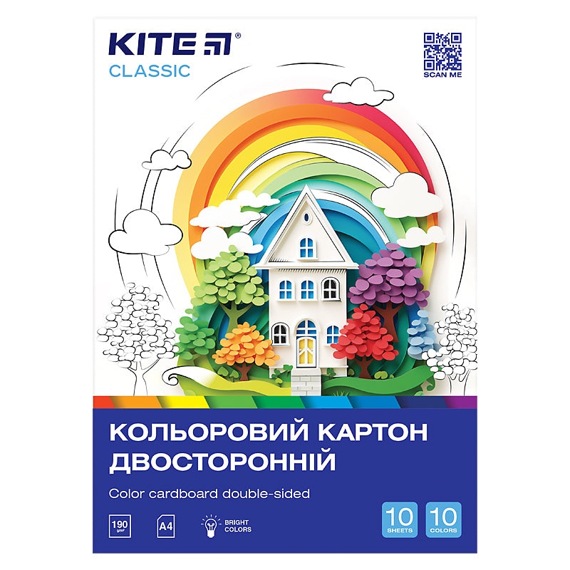 Color cardboard double-sided Kite Classic K-255 (10 sheets/10 colors), 4