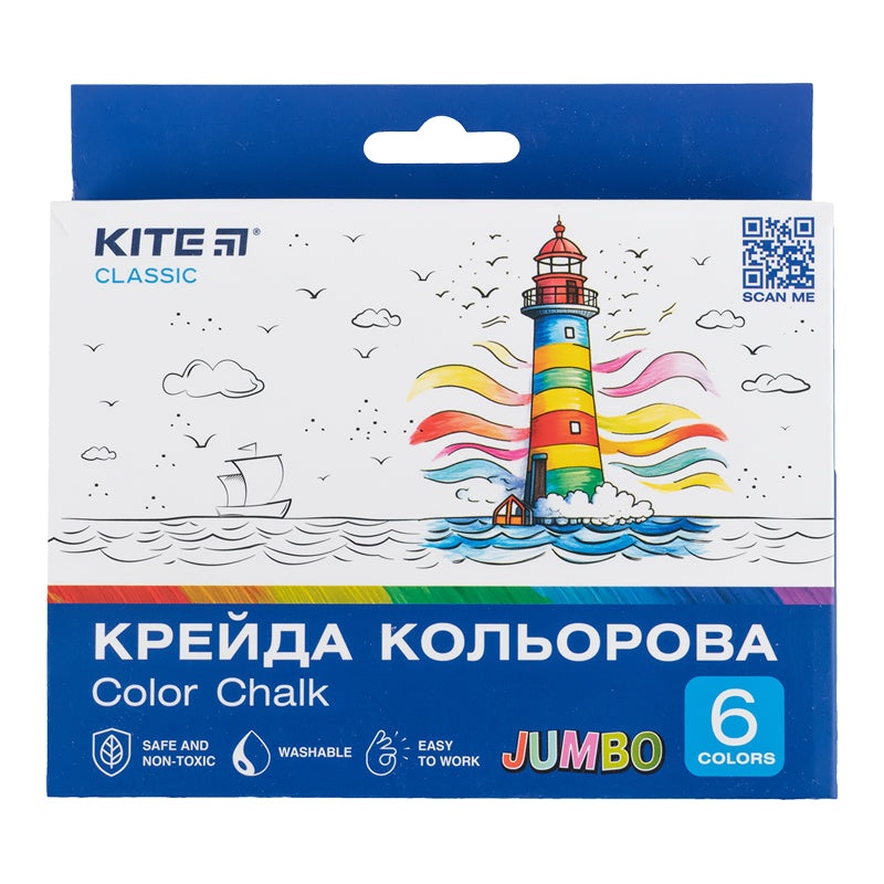 Color chalk Kite Classic Jumbo K-073, 6 colors