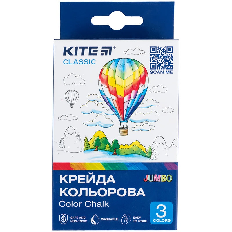 Color chalk Kite Classic Jumbo K-077, 3 colors