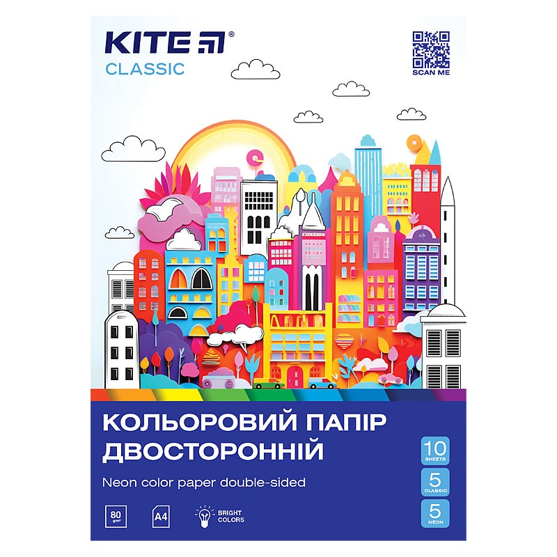 Color paper double-sided Kite Classic K-288 (10 sheets/5 colors), 4