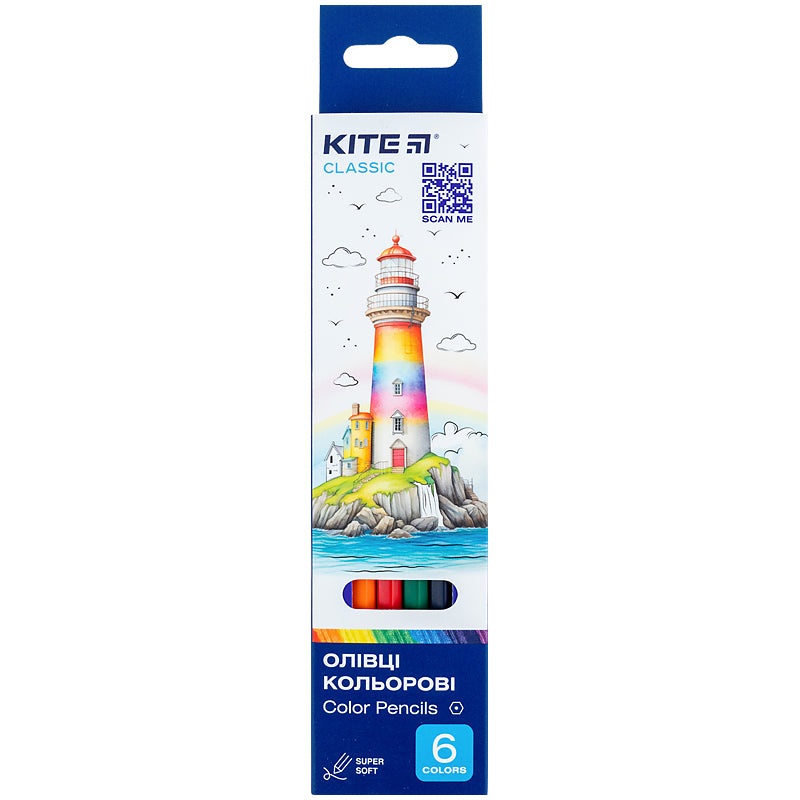 Color pencils Kite Classic K-050, 6 pcs.