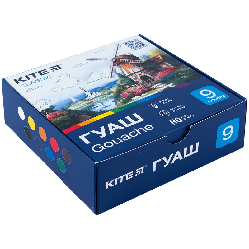 Gouache Kite Classic K-072, 9 colors