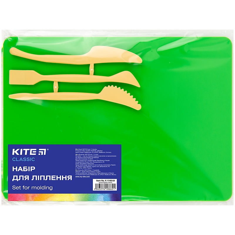 Modeling set Kite Classic K-1140-04, baseplate and 3 different modeling tools, green