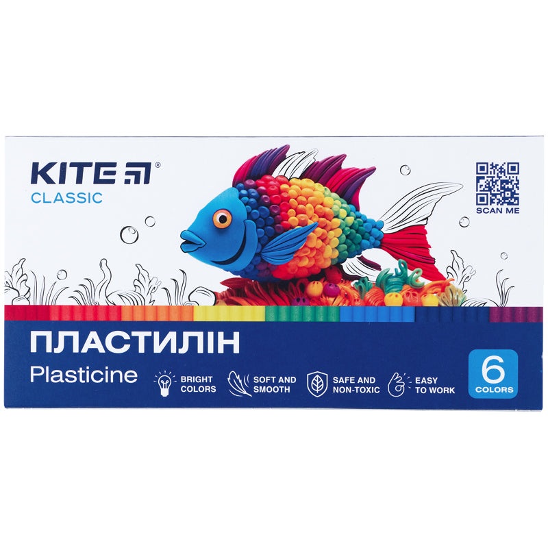 Plasticine Kite Classic K-081, 6 colors, 120 g