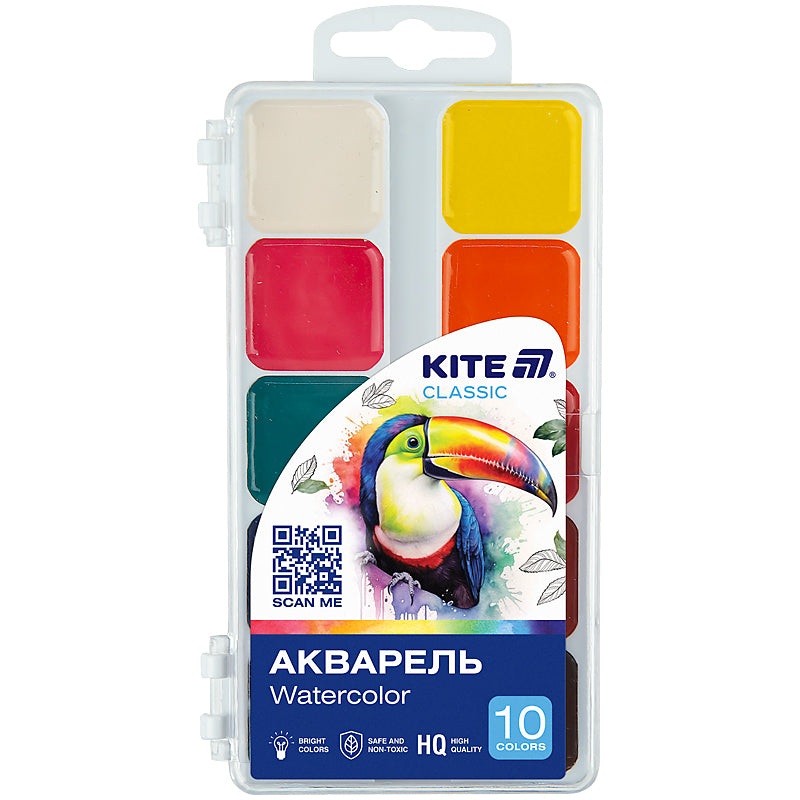 Watercolor paints Kite Classic K-060, 10 colors