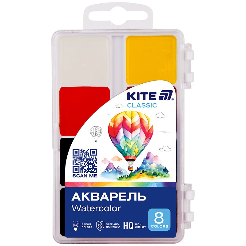 Watercolor paints Kite Classic K-065, 8 colors