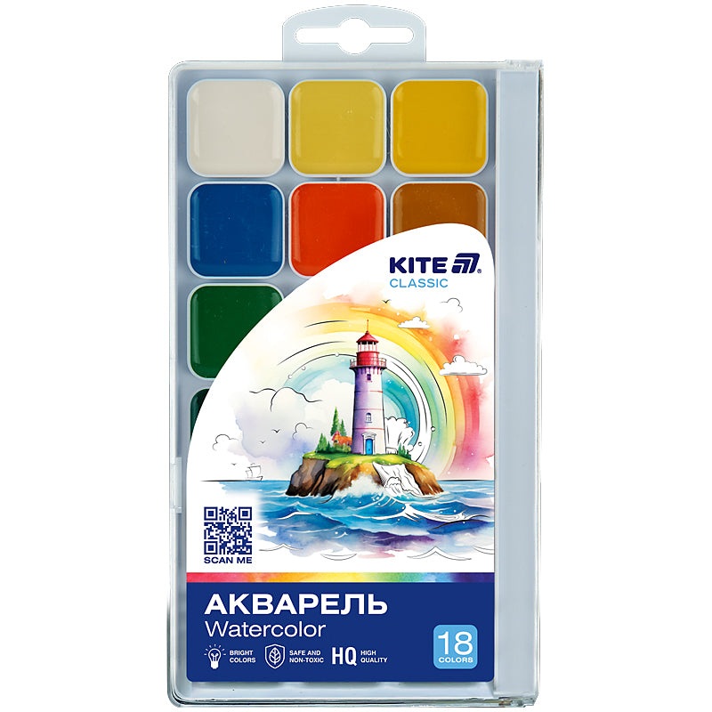 Watercolor paints Kite Classic K-066, 18 colors