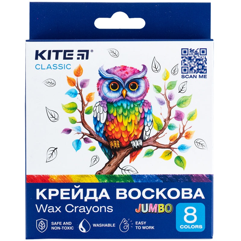 Wax crayons Kite Classic Jumbo K-076, 8 colors