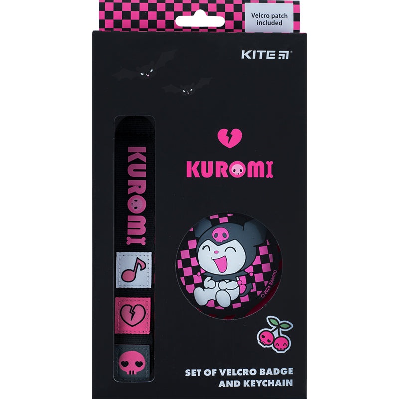 Set of velcro badge and keychain Kite Kuromi HK24-3010-2, 2 pcs.