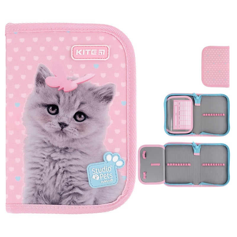 Pencil case without stationery Kite Studio Pets SP24-621, 1 compartment, 1 fold