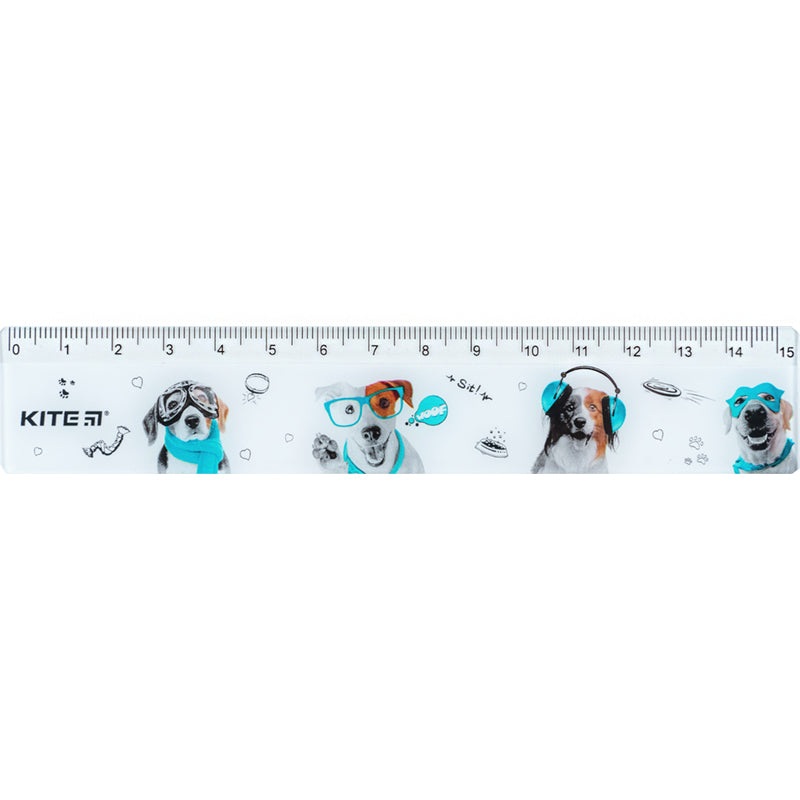 Ruler plastic Kite Dogs K24-090-1, 15 cm