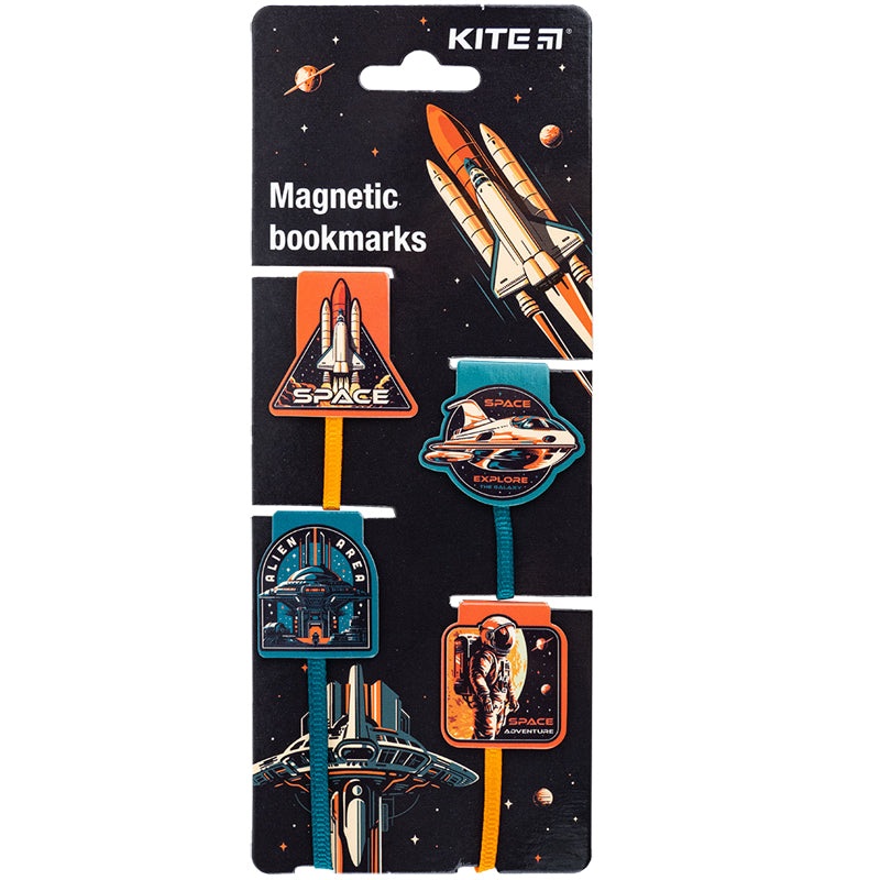 Set of magnetic bookmarks with ribbon Kite Space K24-497