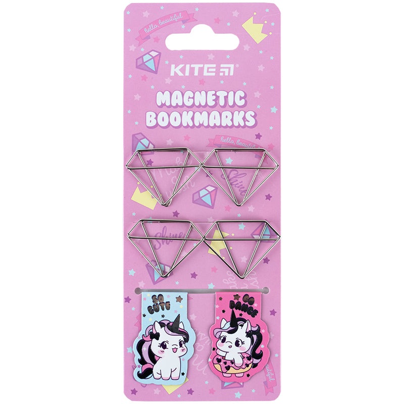 Set of magnetic bookmarks with shaped clips Kite Diamond K24-495-1