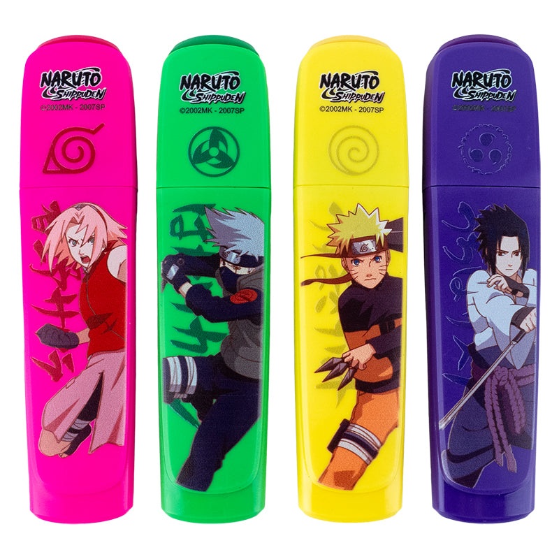 Marker Highlighter Kite Naruto NR24-444, 4 colors in set