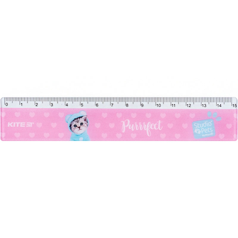 Ruler plastic Kite Studio Pets SP24-090, 15 cm