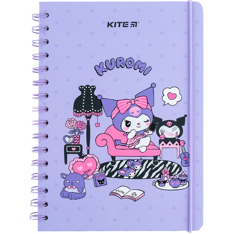 Spiral notebook Kite Kuromi HK24-190, A5, 80 sheets, squared