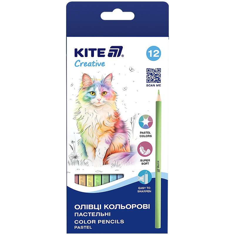 Color pencils Kite Creative Pastel K-451, 12 colors