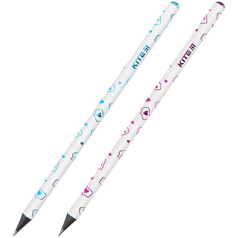 Graphite pencil with crystal Kite Hearts K24-059-1, 36 pcs., tube