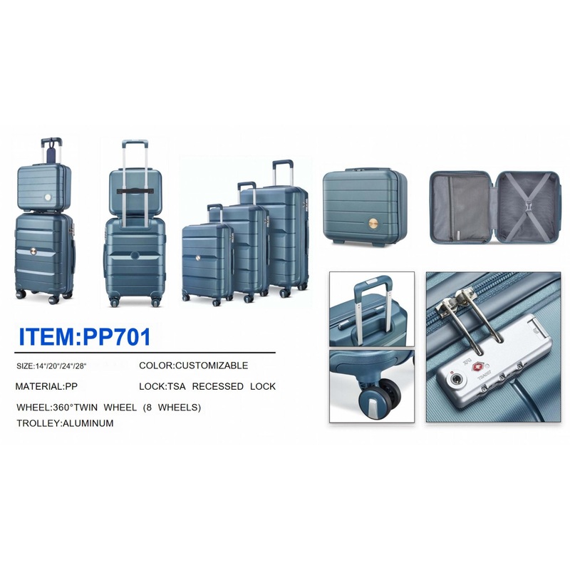 Custom 20/24/28 Inch PP Material Luggage Bag Travel Suitcase with The Removable Wheel – Polycarbonate and ABS price
