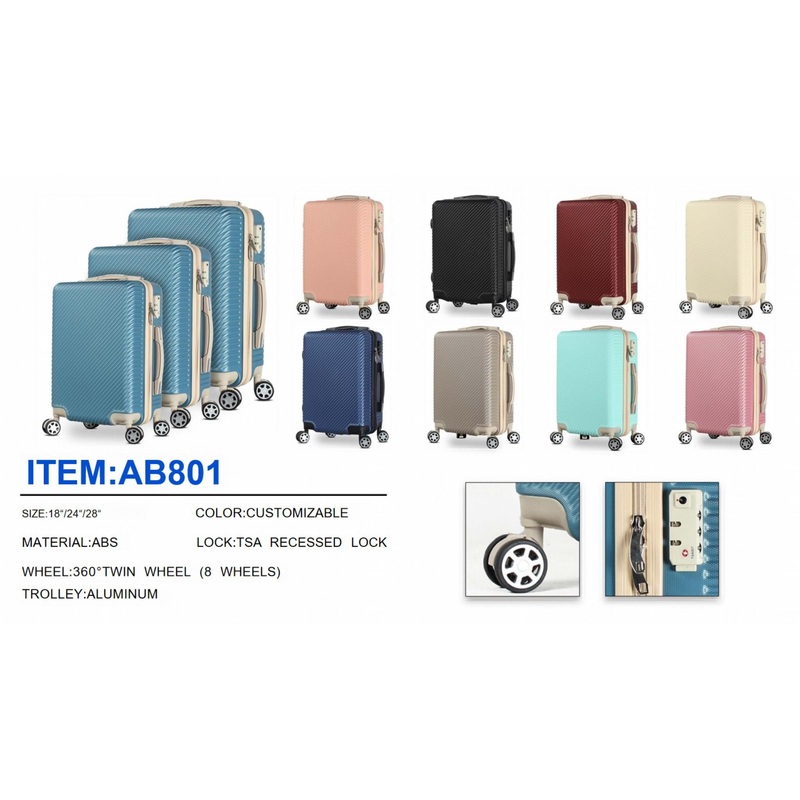 Wholesale PP Luggage Travel Bags Set 3 PCS Luggage Suitcases Man Women 20 24 28 Inch Trolley Bags Spinner Cases – Polycarbonate and ABS price