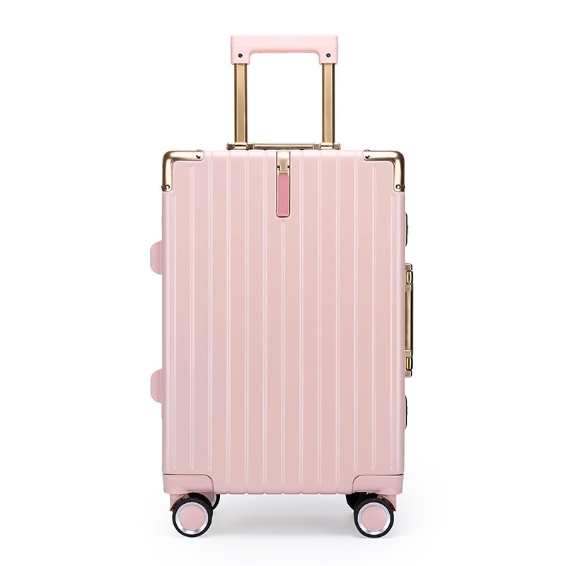 New Solid Color Striped Aluminum Frame Suitcase with Front Hook – Luxury Luggage and Aluminum Frame Luggage price