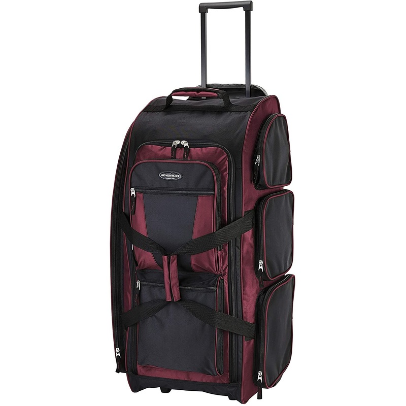 Multi-Pocket Upright Rolling Wheeled Travel Duffel Bag Crimson Red – Trolley Bag and Trolley Luggage price