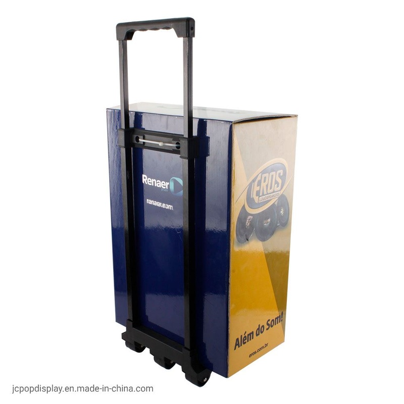 Display Custom Paper Corrugated Trolley Box Cardboard Trolley Bag with Wheels – Recycle Cardboard Luggage Trolley and Folding Paper Trolley Box for Exhibition price
