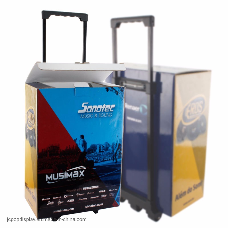 Custom Logo Printing Exhibition Corrugated Cardboard Trolley Box on Wheels – Recycle Cardboard Luggage Trolley and Folding Paper Trolley Box for Exhibition price