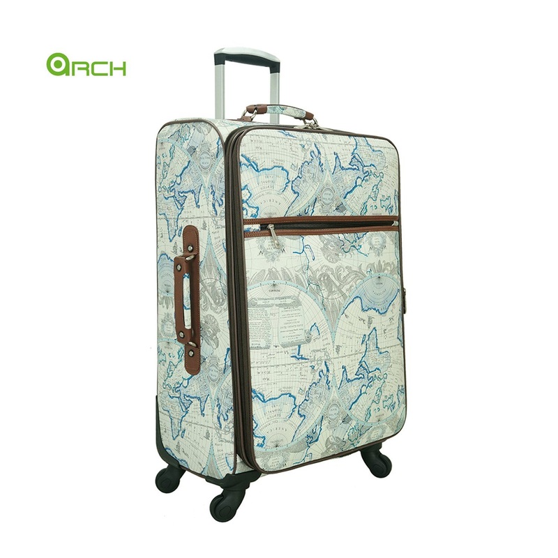 20 24 28 3PCS Set Classic Trolley Luggage with Map PU Spinner Travel Suitcase – Luggage Bag and Trolley Bag price