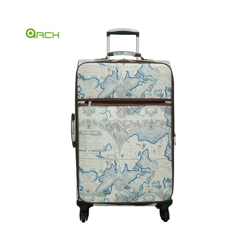 20 24 28 3PCS Set Classic Trolley Luggage with Map PU Spinner Wheels Expander Travel Suitcase – Luggage Bag and Trolley Bag price