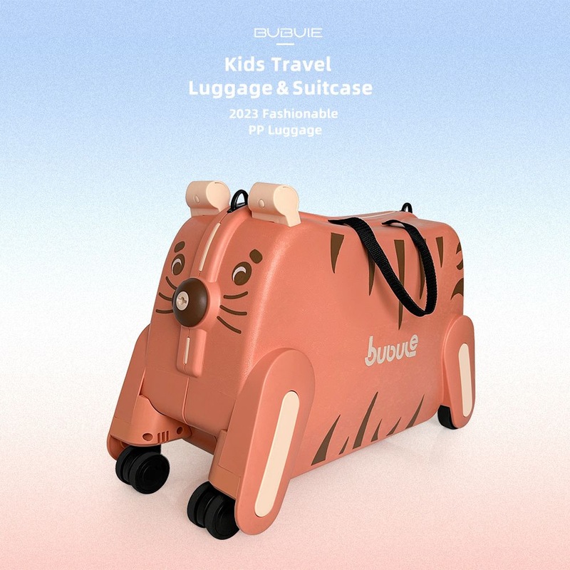 Rolling PP Ride on Kids Luggage Tiger Design Cute Suitcase PP Material Lightweight Suitcase with Factory Price – Suitcases for Children and Kids Travel Suitcase price
