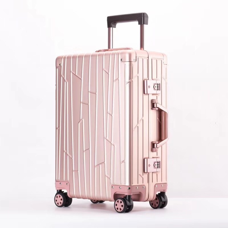 Yx13002 Newly Designed Good Quality Staggered Stripe Luggage Aluminum Magnesium Alloy Business Valise Travel Luggage – Custom Logo and Aluminum Frame price