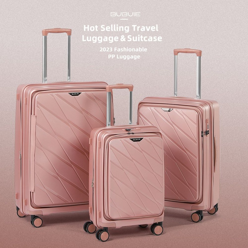 PP Material 3 PCS Hard Case Trolley Luggage Sets Customized Spinner Luggage Bag 20 24 28 Inch Large Travel Luggage – PP Travel Luggage Set and Fashion Luggage Sets price