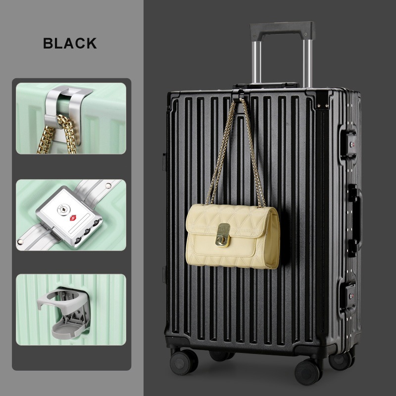 Yx16767 Multifunctional Suitcase with Cup Holder Hook Universal Wheels Aluminum Frame Luggage Travel Bags – Aluminium Frame Luggagetravel Aluminium Trolley and Carry on Luggage Aluminum Suitcase Trolley price