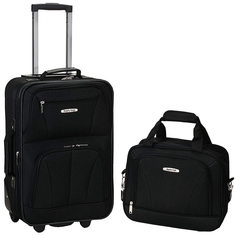High Quality 2 Pieces Rockland Fashion Softside Black Upright Luggage Set – Roller Bag and Rolling Bag price