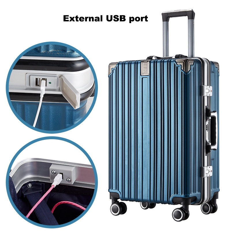 Yx16815 Wholesale Luxury Aluminum Frame Suitcase Trolley Luggage with USB Port – Wholesale and Luxury price