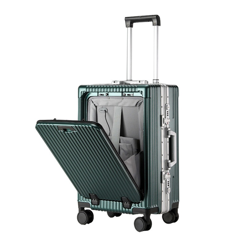 Custom Aluminum Frame Suitcase Travel Front Opening Suitcase Trolley PC Travel Bag Fishing Hard Case with Cup Holder and USB Port – Trolley and Fishing Hard Case price