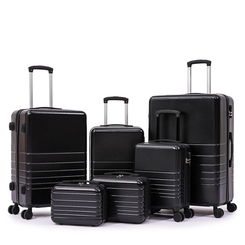Custom PC ABS Carry on Luggage Black 6 Pieces Hardshell Bag Travel Luggage Sets with Spinner Wheels Koffer – 6 Pieces Luggage Sets and PC ABS Suitcase Sets price